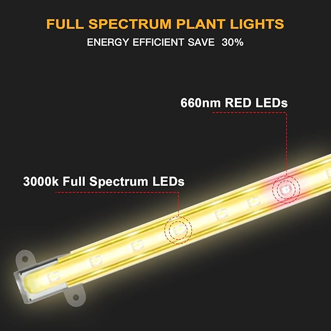 LED Grow Light for Indoor Plants, Grow Lights 80W Full Spectrum, 4 Dimmable Levels Sunlike Grow Lamp, Auto On/Off 3/6/12H Timer Grow Light Strips for Flower Succulent Hydroponics Greenhouse, 8 Pack