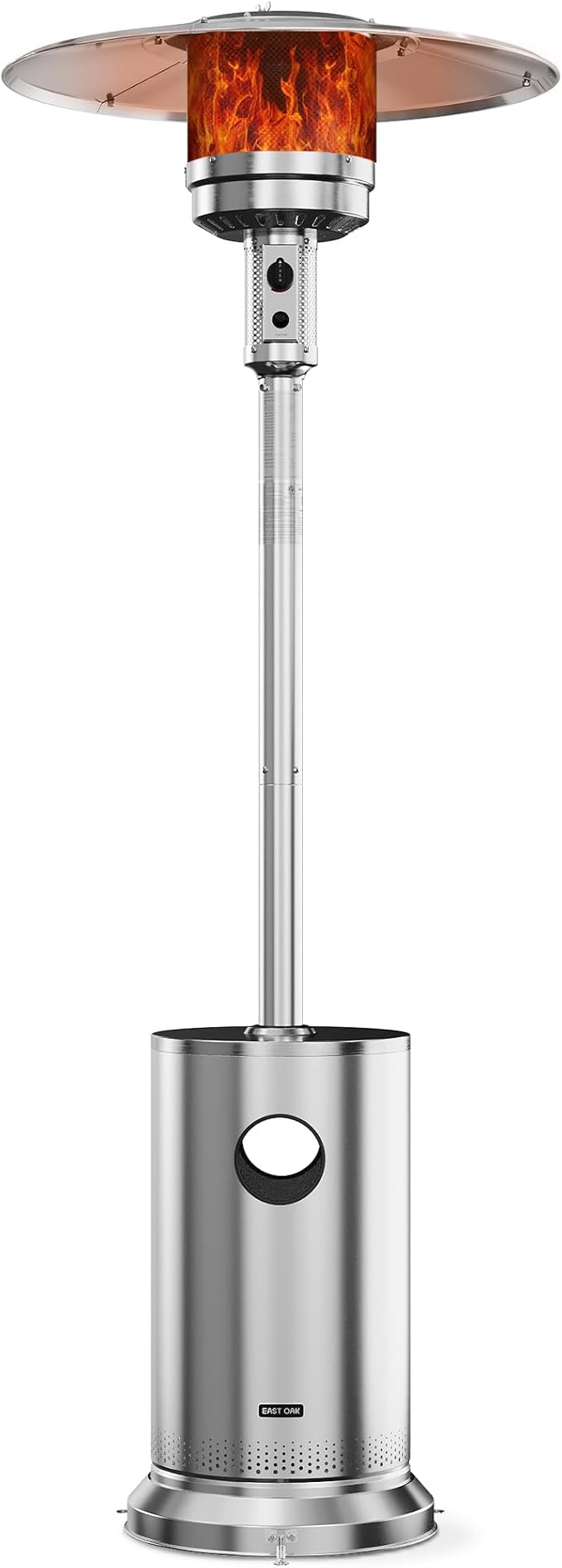 EAST OAK 48,000 BTU Patio Heater for Outdoor Use With Round Table Design, Double-Layer Stainless Steel Burner and Wheels, Outdoor Patio Heater for Home and Commercial, Stainless Steel