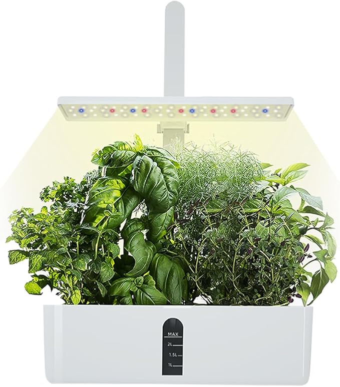 YUEWO 9 Pods Hydroponics Growing System Hydro Indoor Herb Garden Up to 27.5'' Plant Germination Kit with Pump System Grow Light for Kitchen Home Countertop Gardening