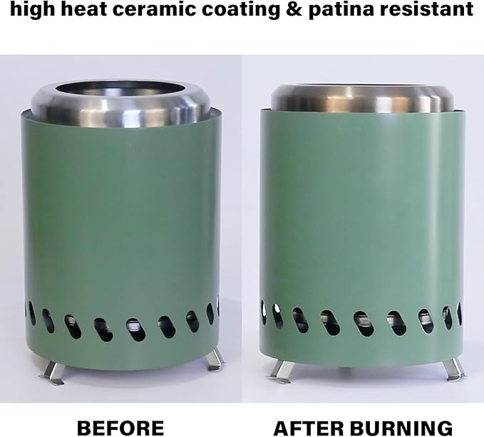 HGD 8.0 x 5.5 Inch Smokeless Firepit, Stainless Steel Fire Pits, Smokeless Fire Pit for Outside with Carry Bag for Camping Backyard Patio Garden Picnic Green