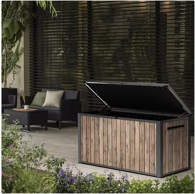 Nature Wood Design Storage Box, Weather-Resistant Deck Container, Perfect for store anything Indoor and Outdoor. (Natrul Wood Brown, 170 Gallon(27.7" D x 57" L x 29" W))