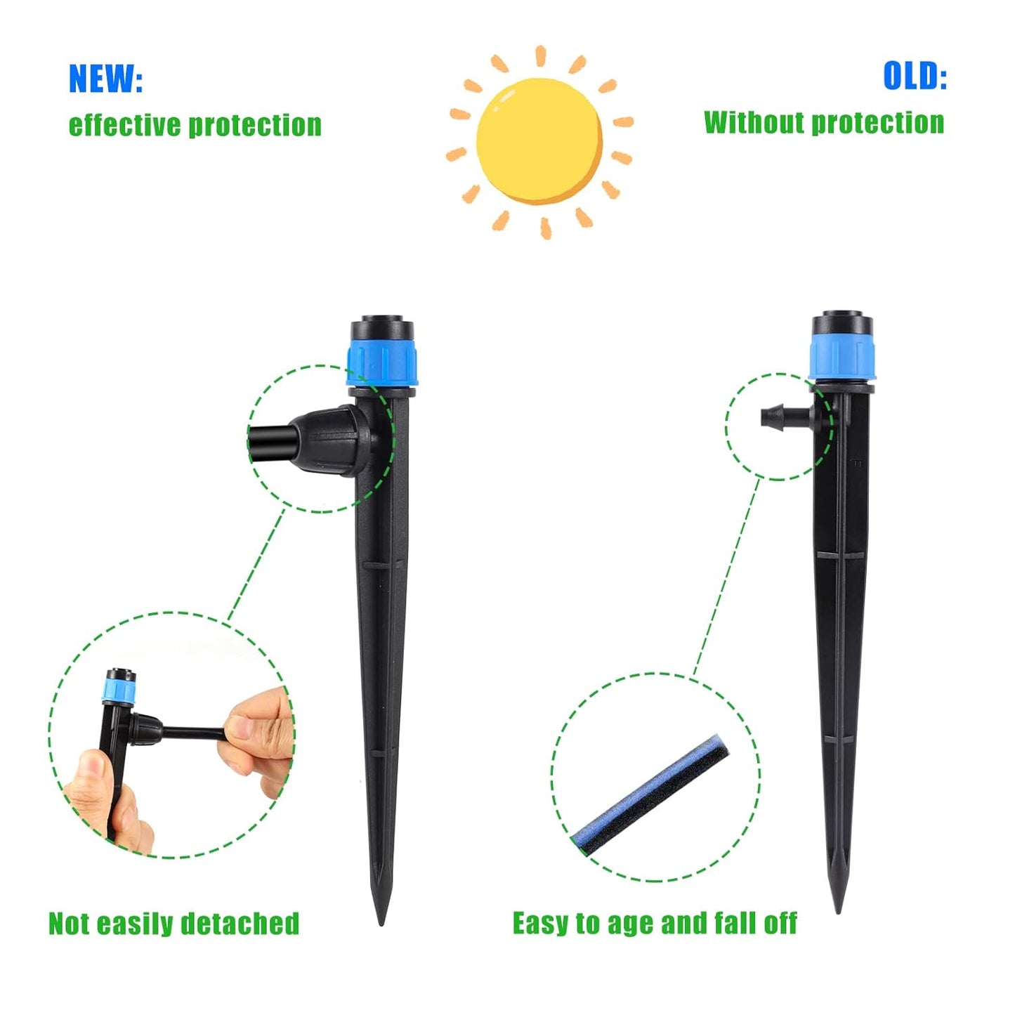 Drip Irrigation Emitters with Adjustable 360 Degree Water Flow Drippers for 1/4 inch Tubing,25pcs Drippers Sprayer 25pcs Drip Irrigation Emitters Perfect (25pcs-Colorful*13 Sprayer*12 Drip)