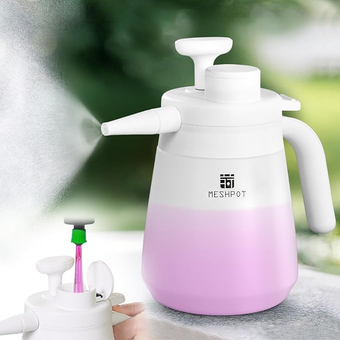 0.4 Gallon Garden Pump Sprayer, Easy to Fill with One Finger, 50 oz Small Water Sprayer Provide 3 Spraying Patterns, Handheld Weed Sprayer with Pressure Release Valve (1.5L White)