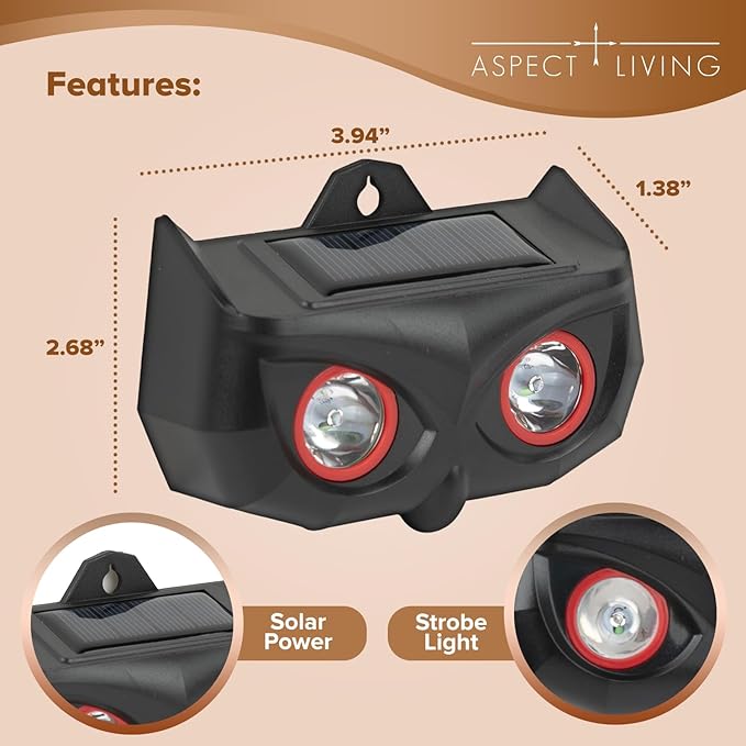 4 Pack Solar Animal Repellent Outdoor, Waterproof Predator Lights with Flashing Red LEDs, Effective Deer, Raccoon, Skunk, Coyote, Fox & Cat Deterrent for Yard, Garden, Farm & Chicken Coop