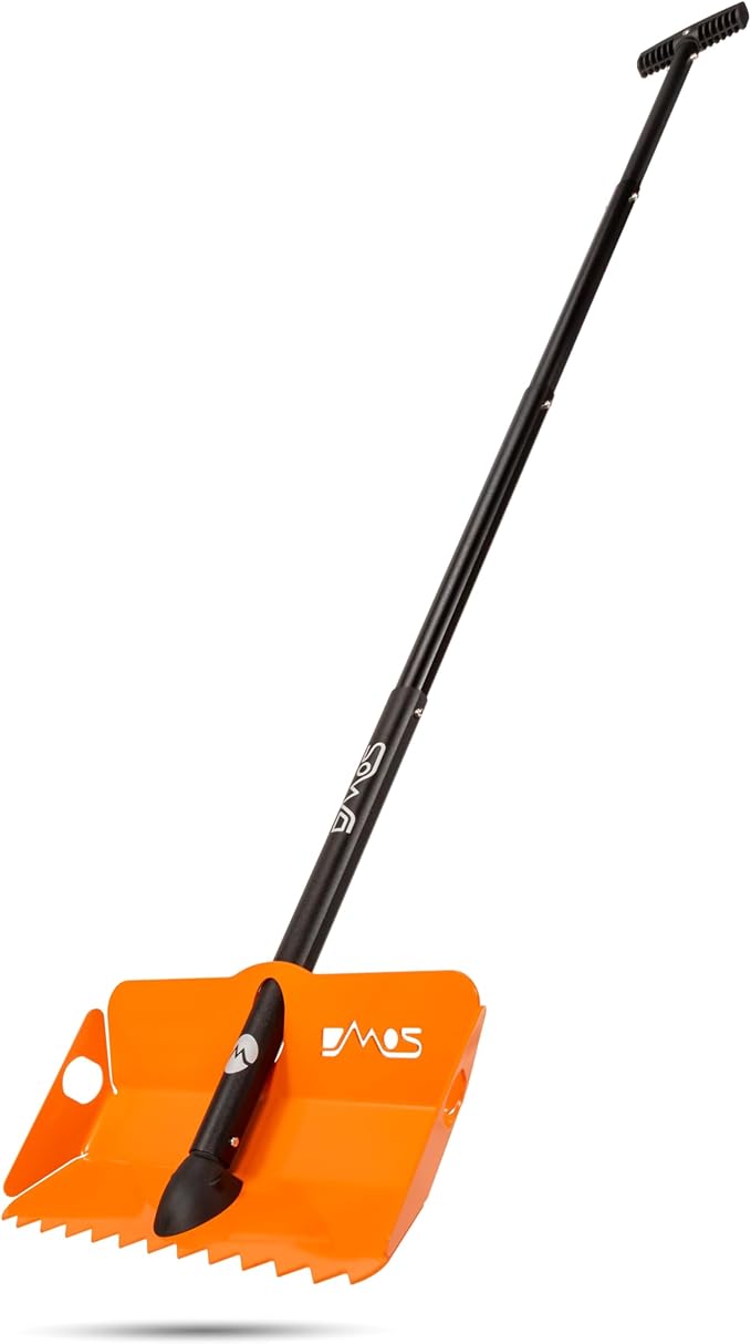 DMOS Stealth Shovel - Lightweight, Heavy-Duty Aluminum Sand & Snow Shovel with Extendable & Collapsible Handle for Camping, Overlanding, Survival, & Off-Road Use - Signal Orange - Regular