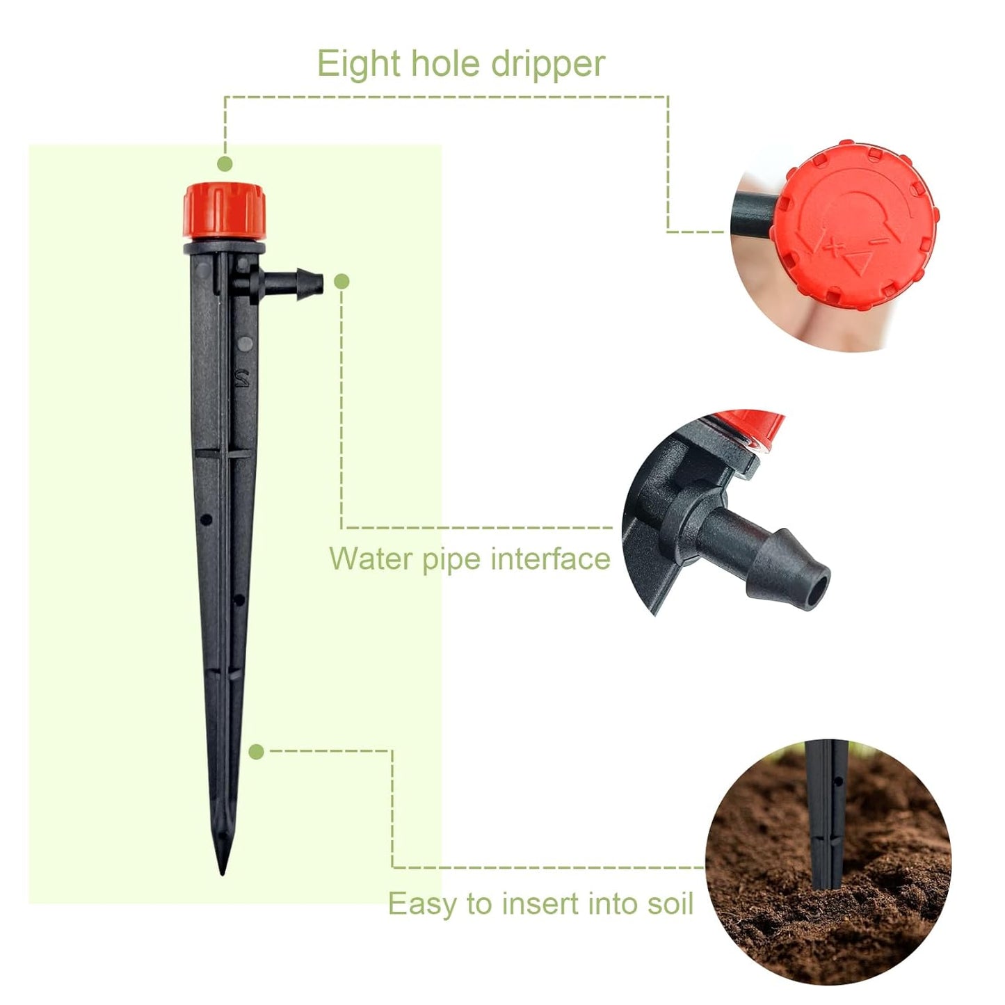 50pcs Drip Irrigation Emitters,Drip Irrigation Parts for 1/4" Drip Irrigation Tubing - Adjustable 360 Degree Water Flow Drippers, Garden Drip Irrigation Drippers for (4-7mm) Watering System