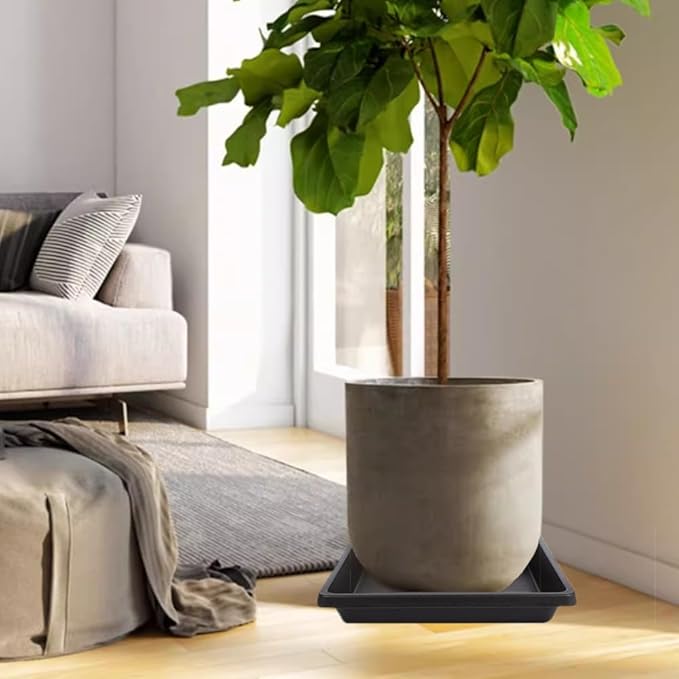 Square Plant Saucer 10 Inch 4 Pack 6 8 12 14 16 18 20 inch, Plant Drip Trays and Flower Pot Saucers, Plant Trays for Indoors No Holes, Plant Drainage Tray Saucers for Potted Plants