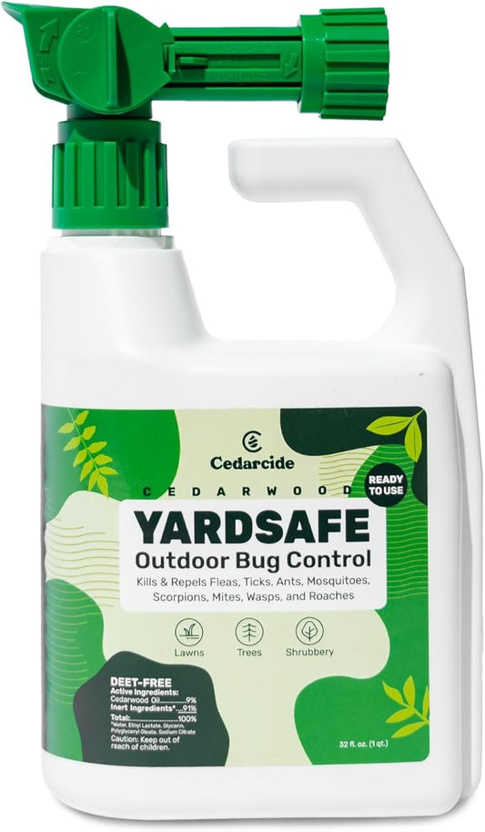 Cedarcide YardSafe | Kills & Repels Mosquitoes, Ticks, Fleas, Mites & More with Natural Essential Oils | Family & Pet-Safe | Eco-Friendly | 1 Quart (32 Oz.)