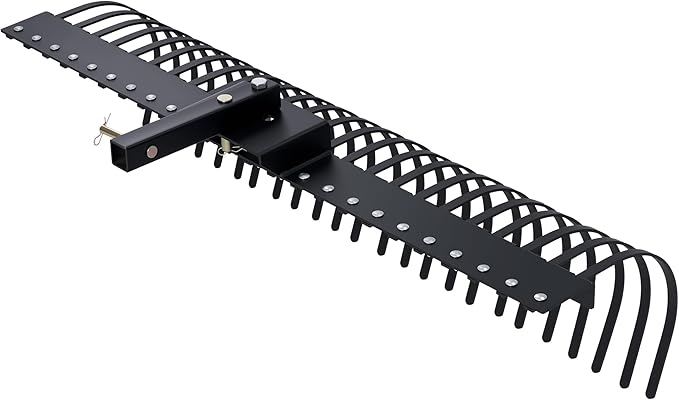 Specraft 60" Behind Landscape Rake for Tractor, Tow Dethatcher Rake with 24 Steel Coil Tines and 2" Receiver, Fit for 3-Point Suspension Systems