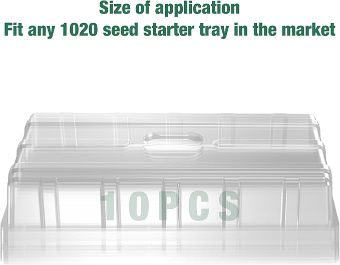 MIXC 10 Pack Humidity Dome 3.6" Extra Strength, Clear Seed Starter Dome 1020 Tray Covers Humidifying and Insulating for Greenhouse Germination and Garden Growing