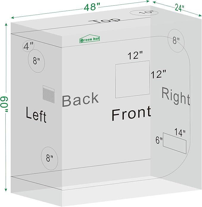Indoor Grow Tent 48"x24"x60" 600D Mylar Hydroponic for Indoor Plant Tent with Observation Window and Removable Floor Tray 4x2