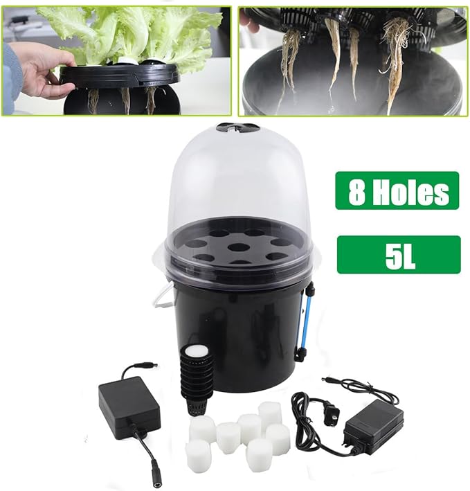 Hydroponics Seedling Cloning System Kit Fog Seedling Box 8 Holes 5L Soilless Hydroponic Equipment Seedling Cultivation, Aeroponic Propagation Kit Hydroponics Planting Growing Kit