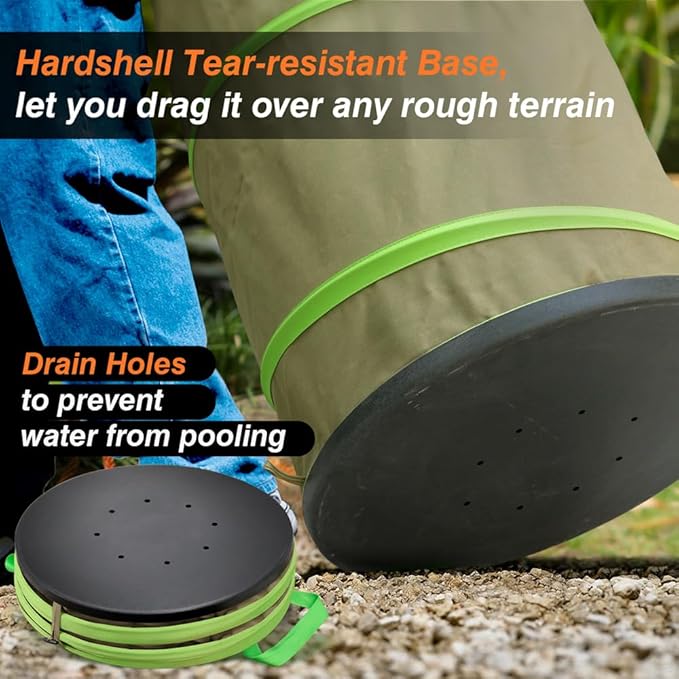 Colwelt Collapsible Leaf Bags 31Gallon, Pop-up Reusable Garden Bag Collapsible for Yard Waste, Heavy Duty Collapsible Trash Can with Hard shell Base, Garden Waste Yard Bags for Yard Garden Camping