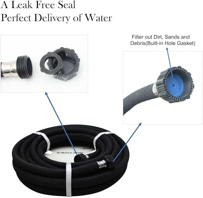 Taisia 1/2’’ Soaker Hose 30 FT Water Drip Garden Hose Drip Irrigation Hose Saves 70％Water Heavy Duty Rubber Round Soaker Hose for Garden, Lawn