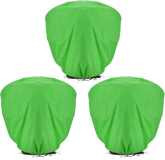 ANPHSIN 3 pcs Plant Covers Freeze Protection, 39.3in x 39.3in Shrub Tree Plant Protection with Drawstring, Frost Cloth Wraps Blanket Freeze Bags for Winter Outdoor Garden Potted Plants Green
