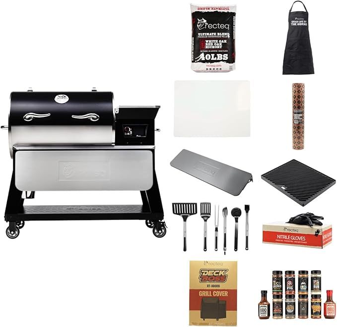 recteq Pellet Grill - Deck Boss 800, Pellet Smoker Grill, Wi-Fi-Enabled, Electric Pellet Grill, Deck Boss + BBQ Master Bundle