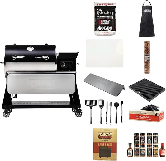 recteq Pellet Grill - Deck Boss 800, Pellet Smoker Grill, Wi-Fi-Enabled, Electric Pellet Grill, Deck Boss + BBQ Master Bundle