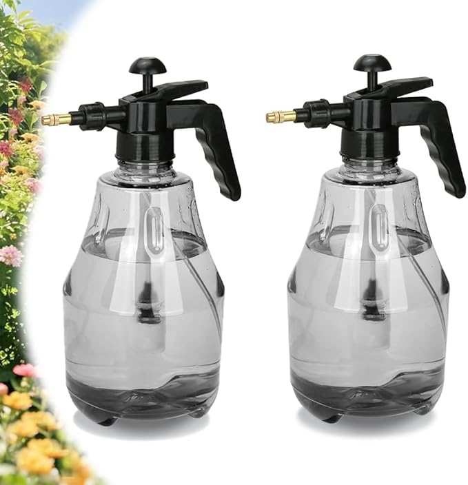 MRPAPA 2 Pack Handheld Pump Sprayer, Garden Pressure Water Spray Bottle with Adjustable Brass Nozzle for Plants (1.5L-Grey-2PCS)