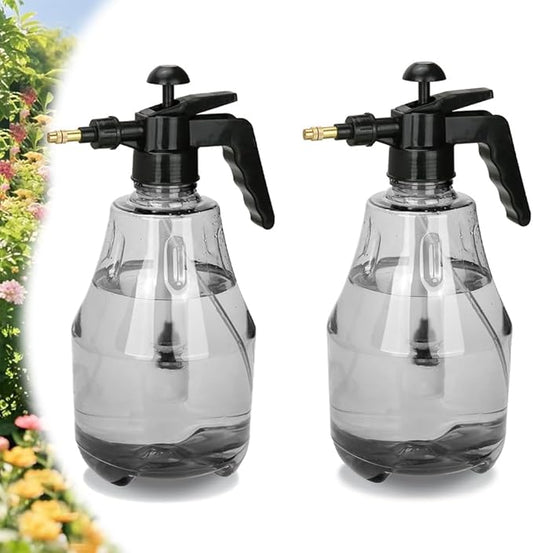 MRPAPA 2 Pack Handheld Pump Sprayer, Garden Pressure Water Spray Bottle with Adjustable Brass Nozzle for Plants (1.5L-Grey-2PCS)