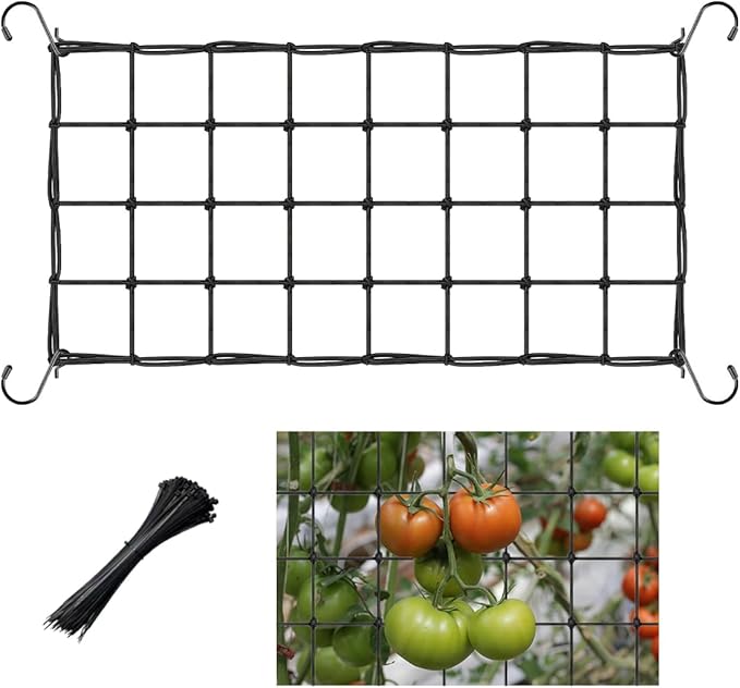2x4FT Elastic Trellis Netting, Heavy-Duty Polyethylene Garden Netting with 4 Hooks, Black, Rectangular