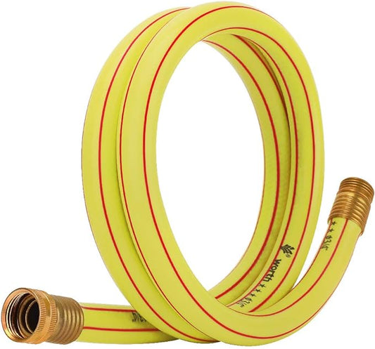 Short Leader Yellow Garden Hose 3/4 in. x 5 ft.-Kink Free, Leakproof, Male/Female, 400PSI Burst -Heavy Duty Durable Flexible Lightweight Water Pipe for Gardening, Lawn Care & Equipment Connection