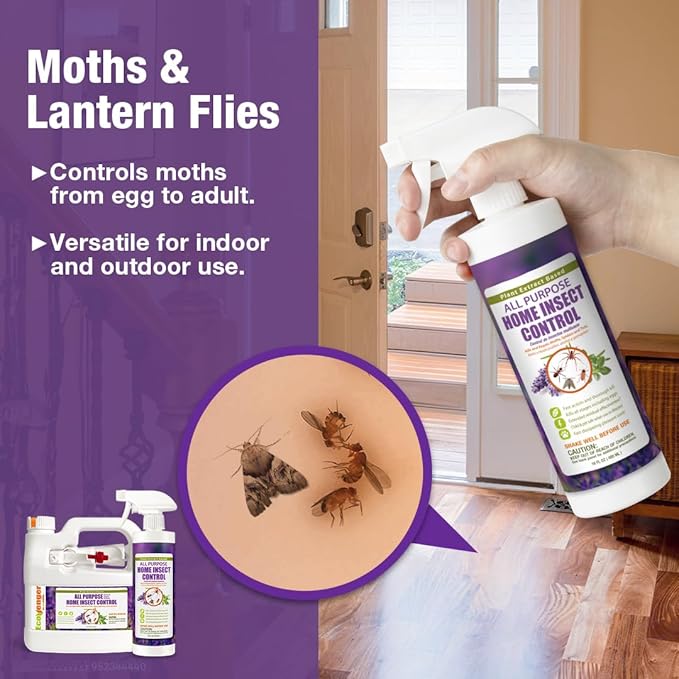 EcoVenger by EcoRaider All Purpose Insect Control 16 oz, Fleas, Fruit Flies, Gnats, Moths, Roaches, Spiders, Fast Kill, Lasting Prevention, Kill Eggs, Plant Extract Based & Non-Toxic, Child & Pet Safe