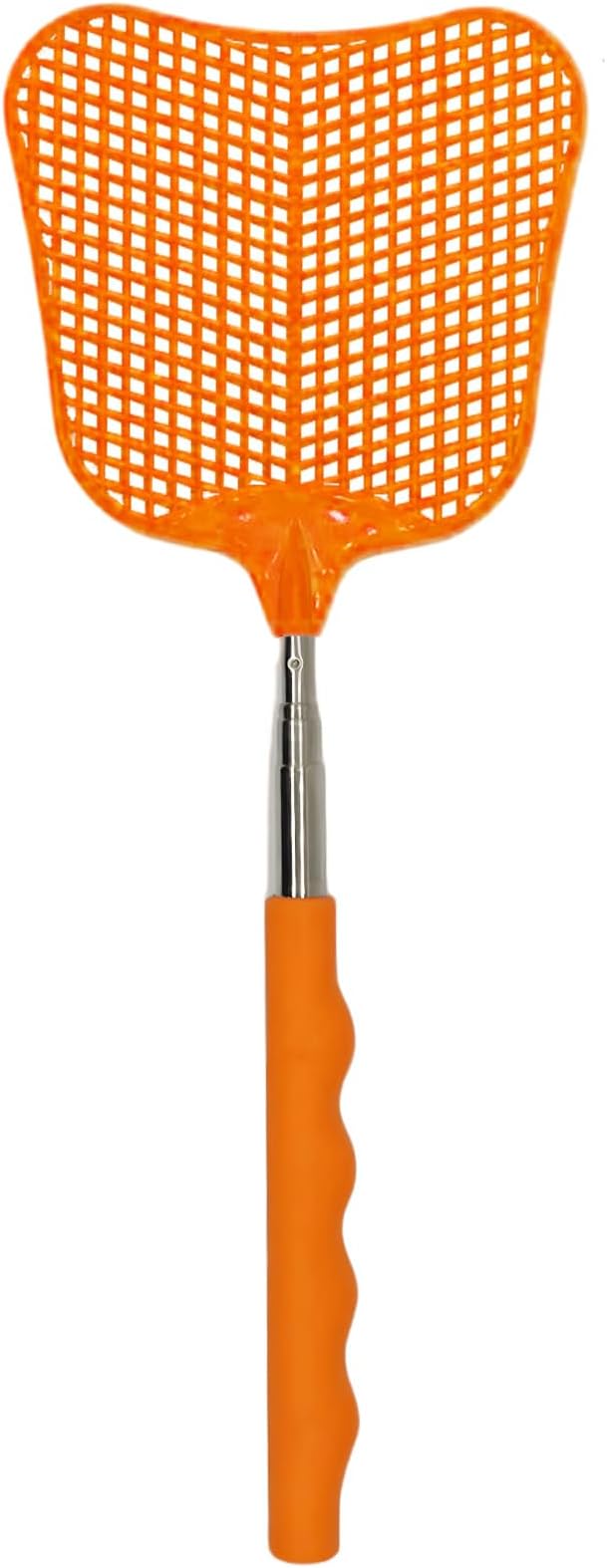 MYSTICHOME Fly Swatter 1 Pack, Durable Heavy Duty Plastic Fly Swatters, Stainless Steel Telescopic FlySwatter for Indoors/Outdoor/Kitchen/Garden (Orange)
