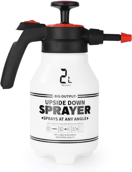 FOSHIO 0.53 Gallon Garden Pump Sprayer, 2L Portable Hand Pump Pressure Water Spray Bottles with Adjustable Nozzle Trigger Lock Sprayer for Home, Lawn and Car Detailing