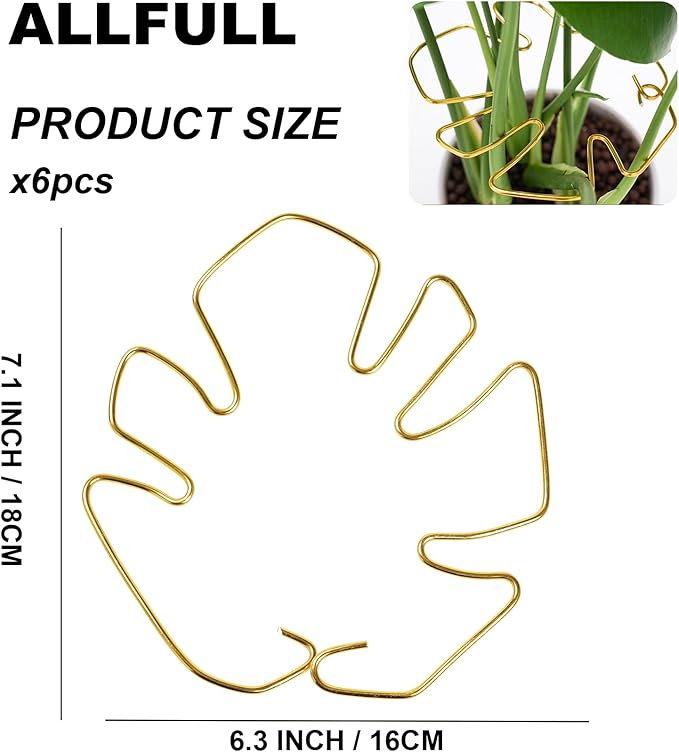 6PCS Monstera Plant Stem Support , Monstera Stabilizer Grapple Holder Unique Design for Turtle Shell Bamboo Clamp Set, Ideal Plant Support Stakes for Thriving Growth Indoor Climbing Plant (Gold)