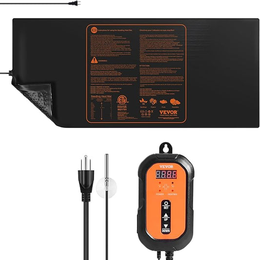 VEVOR 48"x 20.75" Seedling Heat Mat w/Digital Thermostat Combo Set,MET-Listed Heating Pad for Seed Starting, Waterproof Seed Mats for Germination, Indoor Gardening, Hydroponic, Greenhouse, 1 Pack