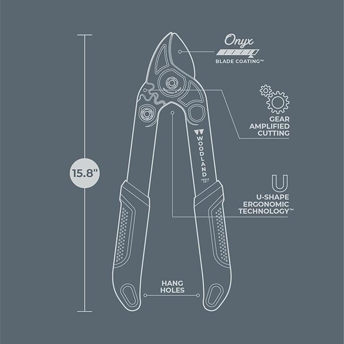 Woodland Tools Duralight Compact Lopper, 16 Inch Anvil Branch Cutter with Gear Assist and Glass-Filled Nylon Handles, Lightweight Tree Pruner for Dry Branches, Tight Spaces, and Everyday Yard Work