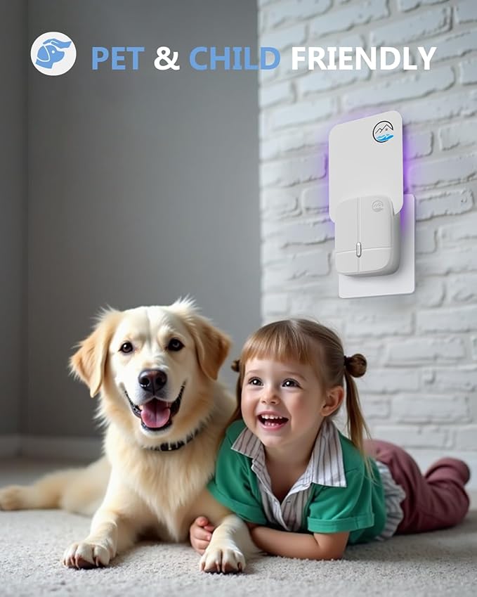 Flying Insect Trap, Plug-in Fruit Fly Trap, （1 Device +5 Glue Cards） Indoor Gnat Traps, 400 Sqft Protection Area, Suitable for Gnat, Moth, and Mosquito, and Can Used in Every Corner of Home