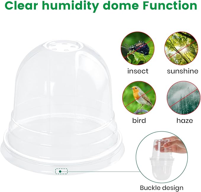 36 Packs 5/4/3.5 Inch Clear Nursery Pots with Humidity Domes, Transparent Plant Pots with Drainage Holes, Variety Pack Seed Starting Pots for Succulents, Flowers and Cactus