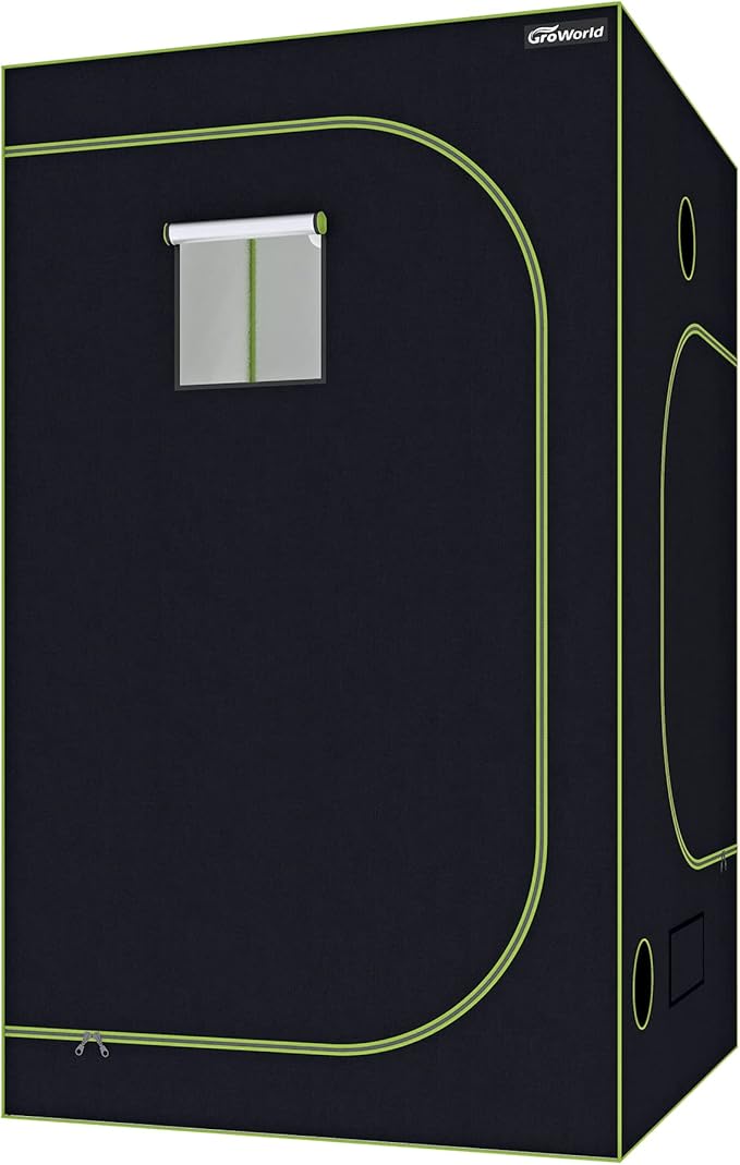 Grow Tent Kit, 60''x60''x80'' Greenhouse Tent with 19mm Poles, High Reflective 600D Mylar Hydroponic Tent with Observation Windows for Indoor Plant Growing(Black)