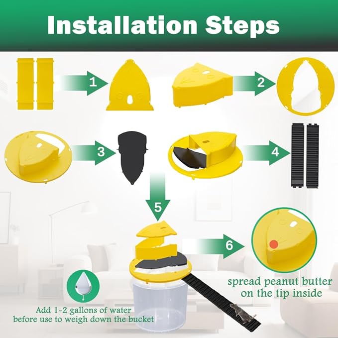 Mouse Trap Bucket Flip Lid Indoor Outdoor,Humane,Auto Reset 5 Gallon Bucket Compatible