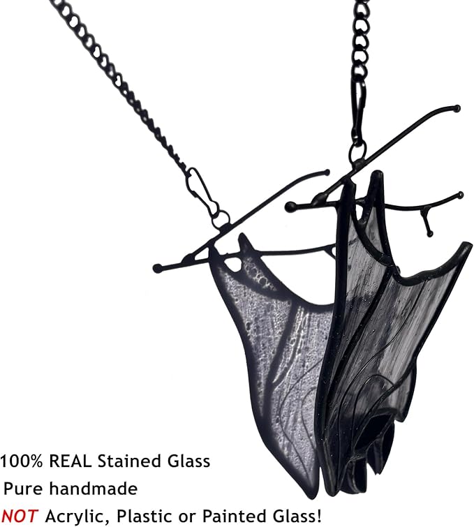 Stained Glass Bat Decor Window Hangings Ornament, Gothic Bat Suncatcher Halloween Decorations Gifts, Handmade Occult Sun Catchers Indoor Window Home Decor