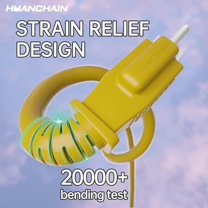 HUANCHAIN Outdoor Extension Cord 60 Foot Waterproof, 16/3 Gauge Flexible Cold-Resistant Appliance Extension Cable Outside, 10A 1250W 16AWG, 3 Prong Heavy Duty Electric Cord Yellow, ETL