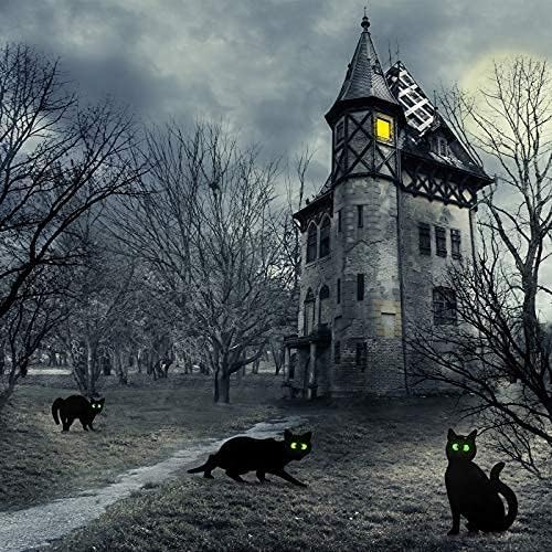 WILLBOND 3 Pack Halloween Metal Black Cats with Reflective Eyes Halloween Yard Lawn Stakes Garden Scare Animal Silhouette Statues Stakes for Home Yard Outdoor Decorations