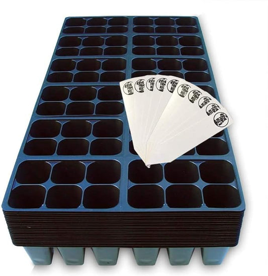 The Hydroponic City Seed Starter Tray, 1440 Cells (240 Trays - 6 Cells Per Tray) + Plant Stakes