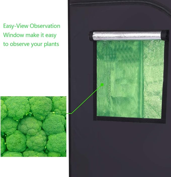 Plant Grow Tent, Black, 240x120x200cm, Indoor Growing, Enclosure with Observation Window and Floor Tray