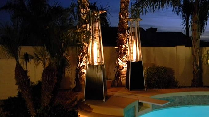 Avenlur Pyramid Patio Heater, 48,000 BTU Outdoor Propane Heater with Quartz Glass Tube, Cover, Ignition & Wheels — Freestanding Gas Heater for Backyard, Deck & Patio (Brown)