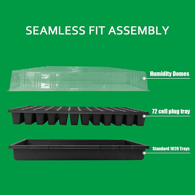 10 Pack 1020 Trays, Extra Thick Heavy Duty Seed Starting Trays - No Holes, No Leak, Reusable Propagation Flats for Microgreens, Seedlings, Plant Germination, Fodder and Transplant