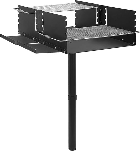 Adjustable Height Large Park Style Grill, Single Post Outdoor Grill, Portable Park Style Charcoal Grill, Camp Grilling Barbecues for Outdoor Barbecues, Parties, Camping.