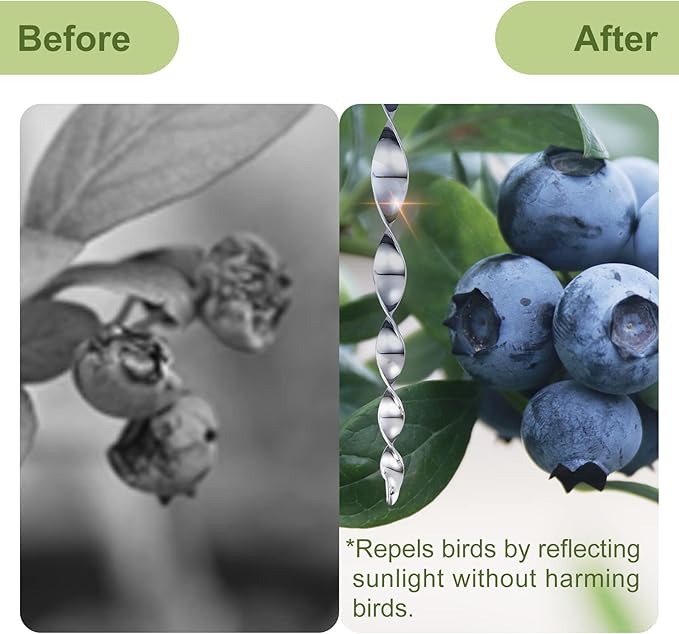 OFFO Owl Decoy 2 PCS with 4 Reflective Bird Scare Rods to Scare Birds Away Bird Device for Woodpecker Pigeon Plastic Hanging Outdoors Reflective Keep Birds Away Home and Garden