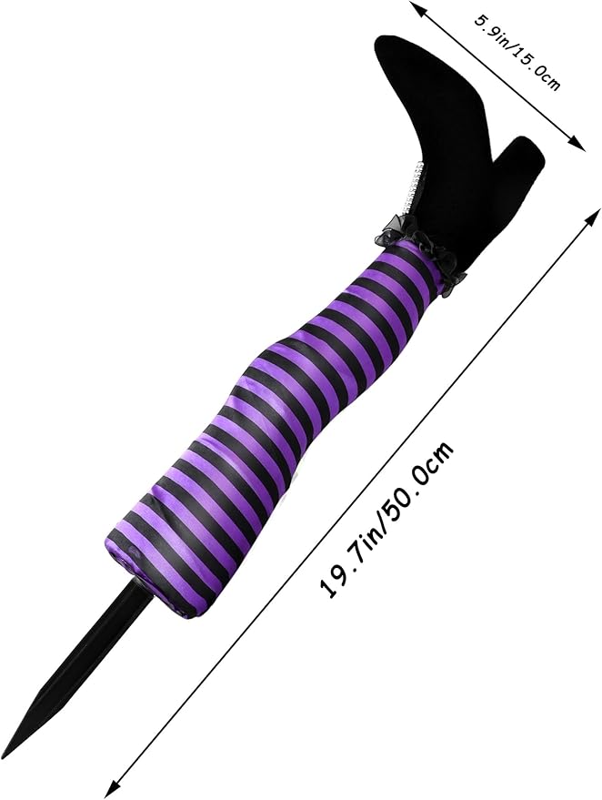 Halloween Witches Legs Decor Leg Yard Stakes Stake Wreaths Feet Door Crashing Garden Party Porch Wicked Hanging House Foot Outdoor Decorations (Purple)