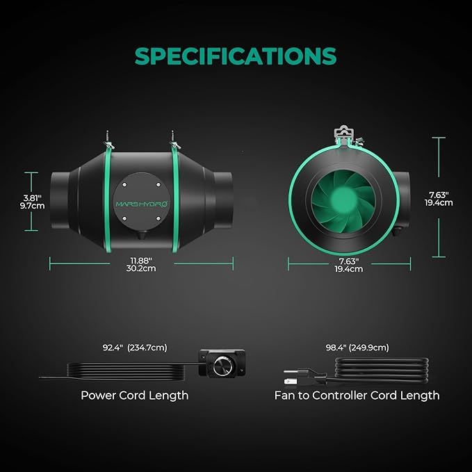 MARS HYDRO 2x2 Grow Tent Kit Complete System with 10 Speed Clip Fan,100W TS600 LED Full Spectrum Grow Light,24"x24"x55" 1680D High Reflective Mylar Grow Tent,4 inch 205 CFM Smart Ventilation System