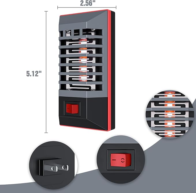 2 Pack Plug in Bug Zapper Indoor Flying Insect Trap, Electronic Mosquito Zappers Gnat Traps with LED Light for Patio, Bedroom, Kitchen, Office