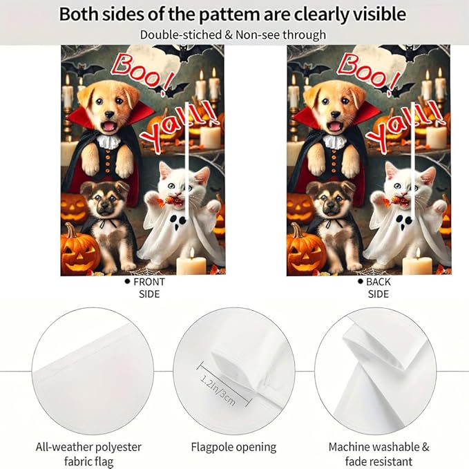 Winter Halloween Black Cat Witch Garden Flag 12x18 Inch Double Sided Fall Yard Flag