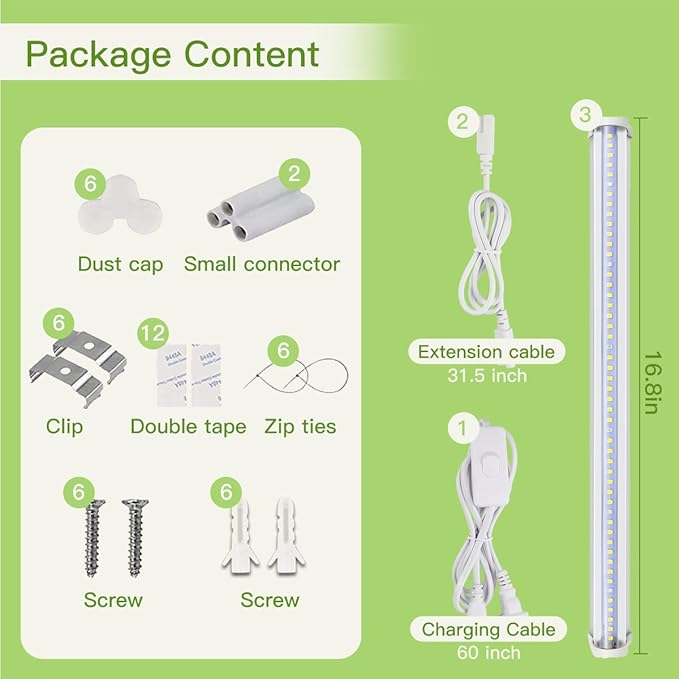 T5 LED Grow Lights, 1.4Ft 5000K Full Spectrum White Grow Lights for Indoor Plants Strip, Greenhouse Succulent Seed Starting, End-to-End Design