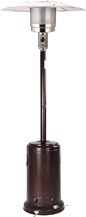 48,000 BTU Outdoor Propane Patio Heater with Wheels, Commercial & Residential, Bronze
